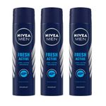 Nivea Men Deodorant Spray, Fresh Active, 150Ml (Pack Of 3)