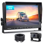 Fookoo Ⅱ HD 1080P Wired Backup Camera System Kit,10 inch HD Dual Split Screen Monitor with Recording IP69 Waterproof Rear View Camera Parking Lines CCD Chip for Truck/Semi-Trailer/Box Truck/RV(DY101)