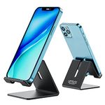 urmust Phone Holder, Mobile Phone Stand Dock for Desk, Aluminum Cell Phone stand for iPhone 14,14 Plus,13, 13 Pro, 12 Pro Max, 12, 11 Pro, Xs Max, X, Samsung S22 and more (Black)