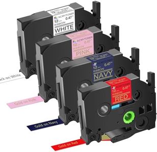 KCMYTONER Compatible for Brother P-Touch Ribbon Refills TZe-RW34 TZe-RN34 TZe-RE34 TZe-R231 Satin Ribbon Label 1/2" 12mm for Embellish Ribbon & Tape Printer PT-D215e PT-D210 D400 D600 H100, 4-Pack