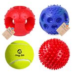 Goofy Tails Dog Ball Dog Toys Combo (4 Balls Combo)| Hole Dog Ball + Dog Spike Ball + Dog Tennis Ball + Hard Squeaky Rubber Ball for Dog| Toys for Dogs for All Breeds| Dog Toy Ball for Dogs