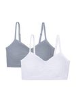 Lily of France Women's Dynamic Duo 2 Pack Seamless Bralette 2171941, Tiffany Silver/White, Small/Medium