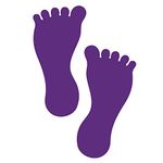 LiteMark 7 Inch Purple Barefoot Footprint Decal Stickers for Floors and Walls - Pack of 12 (6 Pairs)