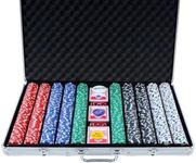 1000pcs Poker Chips Set, Casino Betting Chip Case Party Carry Bag Dice Sets Playing Cards Number Accessories for Games Night, with 6 Dices 3 Buttons Aluminum Cases