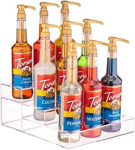 Acrylic Bottle Holder | Wine Display Riser | 9 Bottles, 3 Tier Rack | Bar Counter-Top Display Stand | Wine Rack Holder for Kitchen, Pantry, Fridge | Storage Organizer for Wine, Soda, Syrups and Beer