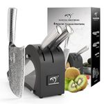 NANFANG BROTHERS Damascus Chef's Knife with Hammered Handles and Wood Block-Black, Damascus Kitchen Knife Set VG10 Steel 67 Layers Superior