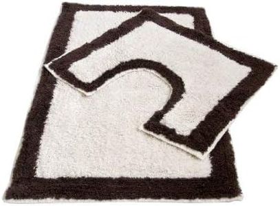 Original Sleep Company 2 Piece 100% Cotton Bath Mat and Pedestal Set in White and Chocolate Brown