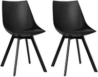 Artiss Dining Chairs Set of 2 Black Esright Chair Nursing Seats Reading Seating Home Living Room Bedroom Kitchen Cafe Office Furniture, Plastic, in 49cm Seat Height