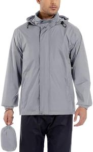 GIISAM Men’s Rain Jacket with Hood Lightweight Rain Coats Waterproof Raincoat Packable Windbreaker for Hiking Cycling