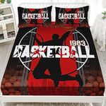 AILONEN Basketball Sports Theme Fitted Sheet for Teens Queen Size, 3D Basketball Bedding Sheet,Shooting Action Pattern Sheet Set,1 Fitted Sheet + 2 Pillowcases,3PCS