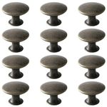 Beilala Antique Cupboard Door Knobs Bronze, 12 Pack Round Metal Wardrobe Handles Kitchen Cabinet Pulls with Screws for Chest of Drawers Furniture Dresser Door, 30x21mm