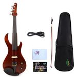 Yinfente Electric Violin 4/4 Full Size Silent Violin Solid wood With Violin Case Bow (Dark Red)