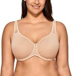 DELIMIRA Women's Full Coverage Underwire Seamless Lightly Padded Basic T-Shirt Bra Beige 36E