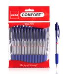 Cello Ballpoint Blue Pen, Pack of 12 Ballpoint Pens, Smooth Writing Action - Medium Point Nib (1.0mm) Ball point pens multipack, Ideal for School, Work, Home stationary supplies