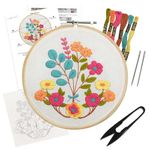 picknMAKE DIY Cross Stitch Hand Embroidery Kit for Beginners Adult, Kids with Pattern & Cloth, Multicolor Floral Bouquet Design, Written Instructions, Embroidery Hoop & All Other Materials Included