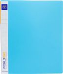 Worldone 2D Ring Binder 25 mm Chrome Plated Clip with 1.2mm Thick PP Board Sheet, Plastic Stopper, Spine Label for Classification, Pockets on Inside Cover, Radiant Blue, Size A4, Pack of 2