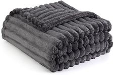 Bedsure Grey Fleece Blanket for Cou