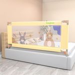 BAYBEE Baby Bed Rail Guard for Safety with 28 Height Adjustable, Portable Bed Side Protector for Baby Falling | Foldable Single Bed Railing for Baby Toddler (1 Side, Beige, 150x80cm)