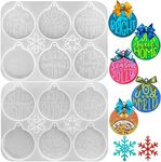 2 Pack Christmas Resin Molds Silicone, FineGood Round Epoxy Resin Mold Tree Hanging Ornament Keychain Mould DIY Snowflake Christmas Decorations