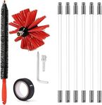 8FT Chimney Cleaning Brushes Dryer Vent Cleaner Kit with Flexible Rod Dry Vent Cleaning Tools Cleaner Fireplace Flue Pellet Stove Pipe Sweep Rotary Set Working with Or Without Drill,12FT