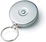 KEY-BAK Original Steel Cable Retractable Keychain with a 48" Stainless Steel Cable, Chrome Front, Steel Belt Clip, 8 oz. Retraction, Split Ring