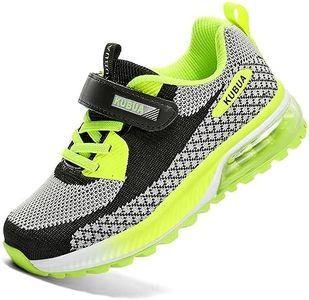 KUBUA Kids Sneakers for Boys Girls Running Shoes Toddler Tennis Shoes Black Green 9 Toddler