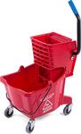 Carlisle 3690805 Mop Bucket with Side Press Wringer, 26 Quart/6.5 Gallon, Red