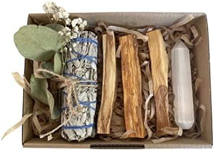 Pangolin House Gift Set Cleansing Kit sage Smudge Sticks Palo Santo Wood & Selenite Healing Crystal. Peace and Calm Provides Clarity Clears Blocked Energy Helps Access Your Intuition