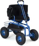 JoanKaren Rolling Garden Work Seat with Wheels, 400 Lbs Heavy Duty Garden Cart, 360° Swivel Adjustable Height Stool, Extendable Handle for Seniors & Lawn Care