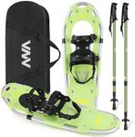 VNV Snowshoes for Men Women Youth Kids, Light Weight Aluminum Alloy Terrain Snow Shoes with Crampon Protector, Trekking Poles and Carrying Tote Bag (Avocado, 21 inch)