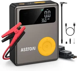 AstroAI Portable Car Jump Starter with Air Compressor, 150PSI 1750A Car Jumper Starter Battery Pack with Cordless Tire Inflator (7.5 Gas/5.0L Diesel), 12V Jump Box, Large LCD Display, Lights(Yellow)