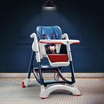 StarAndDaisy Premium Feeding Chairs 6 Months to 3 Year/ High Chair for Baby with Premium Leather Cushion / Baby Chair with 5 Level Seat & Foot Rest Adjustmnet, Height Adjustable, Detachble food Tray, One Click Foldable (Red & Blue)