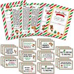 52 Pcs Elf Notes and 2 Elves Notice Naughty or Nice Behavior Checklist Stationary Paper 3 Elf Bonus Letter and Elf Reports Set Elf Christmas Note Cards for Christmas Student Kid Preschool (Classic)