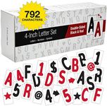 Swinging Sign Letters: Includes 792 Four inch Letters, Symbols, and Numbers for 24"x36" Swinging Letter Board Sign. Double Sided with Black & Red Printing on Flexible White Plastic Panels.