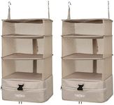 TABITORA Portable Hanging Travel Shelves Bag Packing Cube Organizer Suitcase Storage Large Capacity Beige L*2…