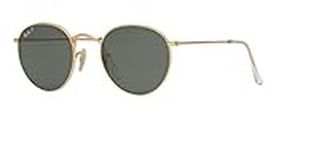 Ray-Ban RB3447 ROUND METAL 112/58 50M Matte Gold/Green Polarized Sunglasses For Men For Women + BUNDLE with Designer iWear Eyewear Kit