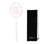 KUMPOO Professional Badminton Racket, Carbon Fiber Badminton Racket Racquet with High Performance & Lightweight for Outdoor Sports Training Entertainment Games, ET50 White