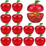 DOERDO 12pcs Red Apple Container Fruit Candy Box Plastic Bobbing Apples Christmas Tree Decorations, 2.4"x2.4"