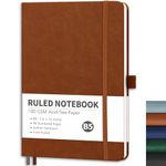 RETTACY Journal Notebook, B5 Lined Journal Notebook, Cahier de Note, Notebooks for School, Work, Ultra-thin, Lightweight, Leather Hardcover, 100 GSM Paper, Inner Pocket, 7.6" × 10" (Brown)