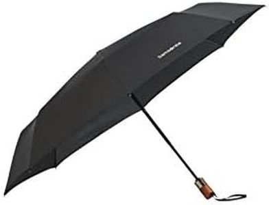 SAMSONITE Wood Classic S - 3 Section Auto Open Close Short Folding Umbrella, 27 cm, Black (Black), Black, 27 centimeters, Stick umbrella