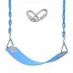 REZNOR Heavy Duty Flexible Swing Seat with Metal Triangle Ring, 60" Anti-Rust Chain Set for Kids & Adults, Playground, Jungle & Gym, Blue