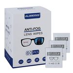 Alibeiss Anti Fog Wipes for Glasses Pre-Moistened Anti-Fog len Wipes,6" X 5", Pack of 60