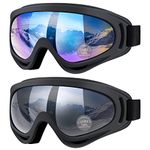 Vatefery Ski Goggles,Skiing Snowboard Goggles for Men & Women kids,Boys & Girls, Youth,Anti-glare,Anti-fog Motorcycle Goggles,Snowboarding Snow Goggles Glasses 2-Pack