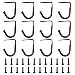 UFURMATE Under Cabinet Hook, 12Pcs Under Cabinet Mug Holders Metal Under Shelf Coat Hooks Utensil Storage Hangers for Kitchen Bathroom Cabinet (Black)