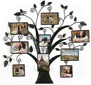 Adeco Decorative Metal Wall Hanging Collage Picture Frame with 9 Openings, for 4 x 4 inch and 4 x 6 inch Photos