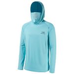 Bassdash UPF 50+ Men’s Long Sleeve Fishing Shirt with Mask UV Neck Gaiter Hoodie Turquoise