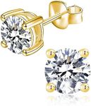 IMOLOVE Moissanite Stud Earrings with 0.6ct-3ct D Color Round Cut Lab Created Diamond Earrings in Sterling Silver with 18K Yellow Gold Plated for Women Men-1