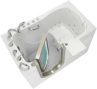 Ella Royal 32"x52" Acrylic Air and Hydro Massage and Heated Seat Walk-In Bathtub with Left Inward Swing Door, 5 Piece Fast Fill Faucet, 2" Dual Drain