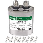 weideer 7.5 uF ±6% MFD 370/440 VAC CBB65 Oval Run Start Capacitorfor Cool or Heat Pump Air Conditione or AC Motor Run and Fan Start,with terminals