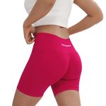 ROOOKU Uplift Gym Shorts for Women Seamless Scrunch Butt Lifting Workout Booty High Waisted Compression Yoga Shorts (Pink,S)